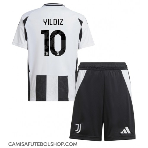 Camisa de time de futebol Juventus Kenan Yildiz #10 Replicas 1º Equipamento Infantil 2024-25 Manga Curta (+ Calças curtas)